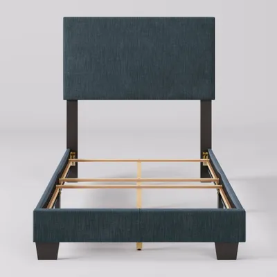 CorLiving Twin Celeste Modern Upholstered Bed Blue: Polyester Fabric, MDF & Wood Frame, Transitional Style