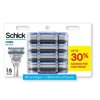 Schick Hydro Dry Skin Mens Razor Refills - 12ct