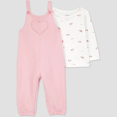 Carters Just One You Baby Girls Heart Overalls Set