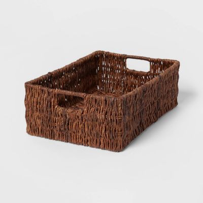 Woven Banana Bark Folio Bin - Brightroom: Rectangle Storage Basket, Brown, Renewable Resource, 17.12x12.2x6.29