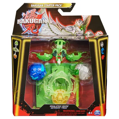 Bakugan Special Attack Ventri with Octogan and Trox Starter Pack Figures