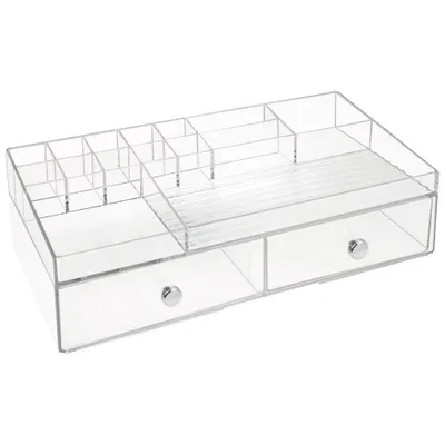 iDESIGN Plastic 2-Drawer Desk Organization Set Clear