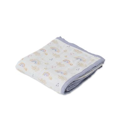 Little Unicorn Deluxe Muslin Quilt - Rainbows & Raindrops