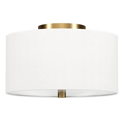 Hampton & Thyme 12 Flush Mount: UL Listed, Polyester Drum Shade, Metal Body, 60W E26