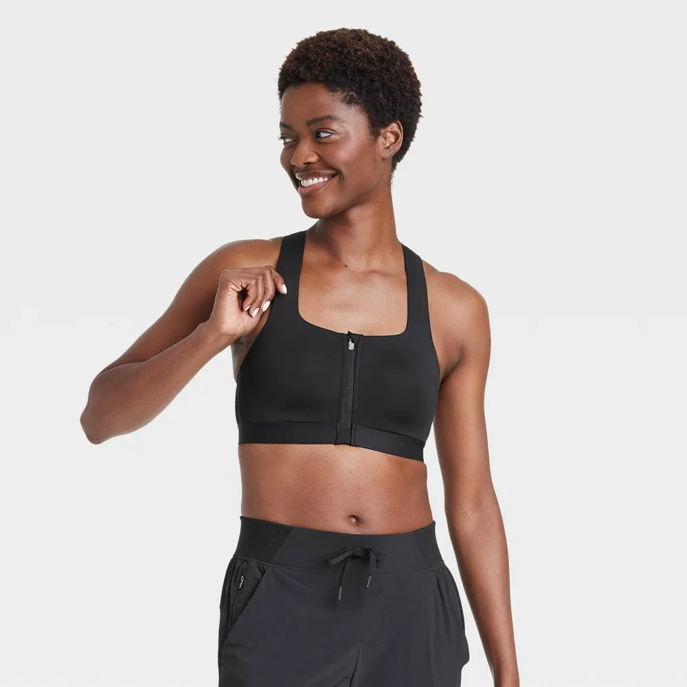 All In Motion Women Sculpt High Support Zip-Front Sport Bra