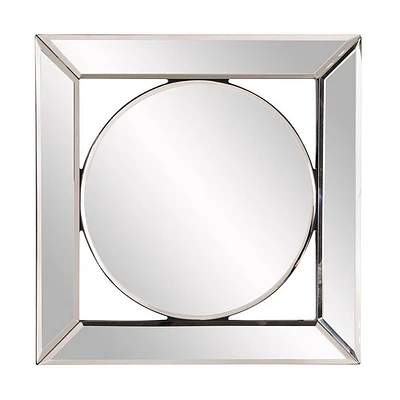 Howard Elliott 12x12 Lula Square and Round Accent and Wall Mirror: Beveled Edge, Glass Frame, No Assembly Required