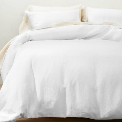 Full/Queen Linen Duvet & Sham Set White - Casaluna: Cooling, Zipper Closure, OEKO-TEX Certified