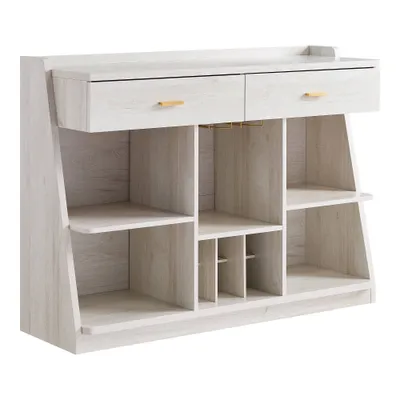 Daltonne 47 Farmhouse 5 Shelf Buffet with Wine Storage White Oak - miBasics