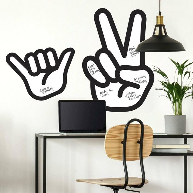 Peace Hand Dry Erase Peel and Stick Giant Wall Decal - RoomMates: Vinyl, Modern, Reusable, Self-Adhesive