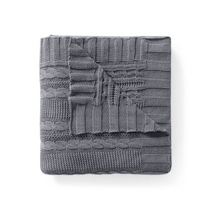 50x70 Home Dublin Cable Knit Throw Blanket Gray - VCNY