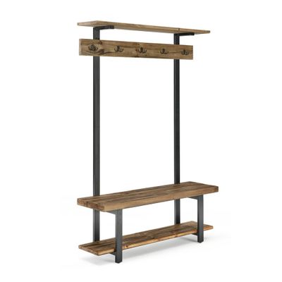 Pomona Entryway Hall Tree with Bench, Shelf and Coat Hooks  - Alaterre Furniture