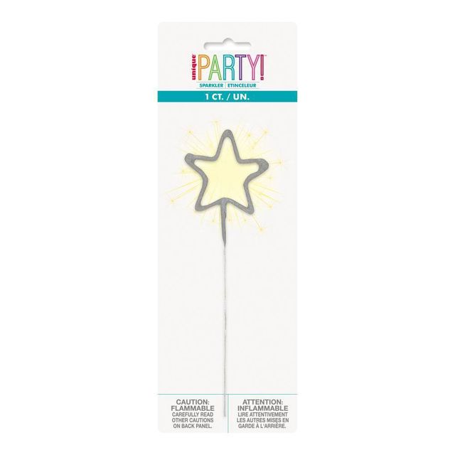 7 Star Shaped Sparkler Cake Candle: Gold Birthday Candle by Unique Industries