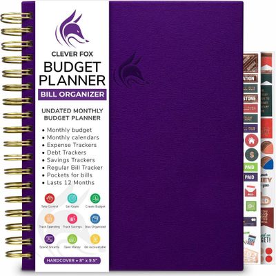 Undated Planner Bill Organizer 8x9.25 Purple - Clever Fox: Budget & Bill Organizer, Monthly Calendar, Adult Stationery