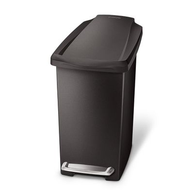 simplehuman 45L Slim Steel Step Trash Can White