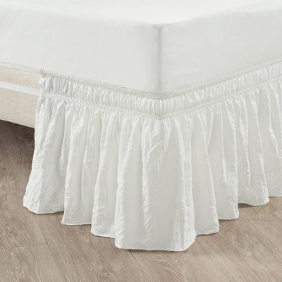 Twin/Twin-XL/Full Ruched Ruffle Elastic Easy Wrap Around Bedskirt White Single - Lush Dcor