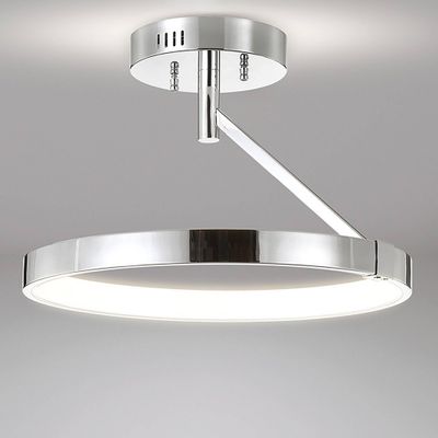 17.5 Metal Owen Dimmable Semi Flush Mount Chrome - JONATHAN Y: Integrated LED, Contemporary Design