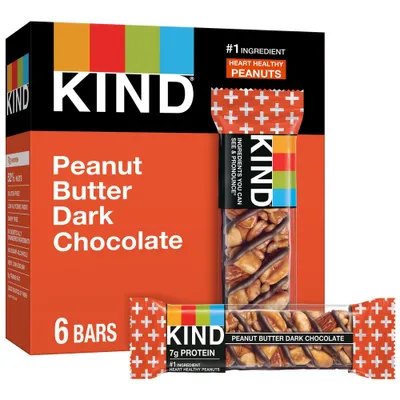 KIND Bars Peanut Butter Dark Chocolate Gluten Free Snacks - 6ct