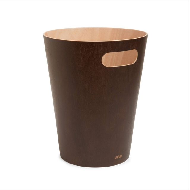 Umbra 2gal Woodrow Indoor Trash Can : Small Bathroom & Bedroom Garbage Can, Open Top, Plywood, 11 Height, 2gal Capacity