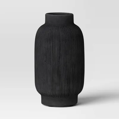 Tall Ceramic Vase Black - Threshold: Watertight Tabletop Decor, Spot Clean, 12.5 Height