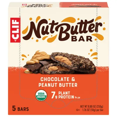 CLIF Nut Butter Bar - Chocolate Peanut Butter Energy Bars - 8.8oz/ 5ct