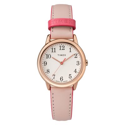 Womens Timex Easy Reader Watch with Leather Strap - Pink TW2R62800JT