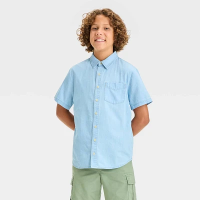 Boys Short Sleeve Woven Button-Up Shirt