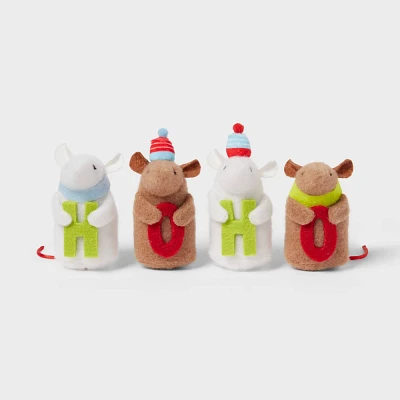 Ho Ho Ho Mice Cat Plush Toy Set - 4pk - Wondershop