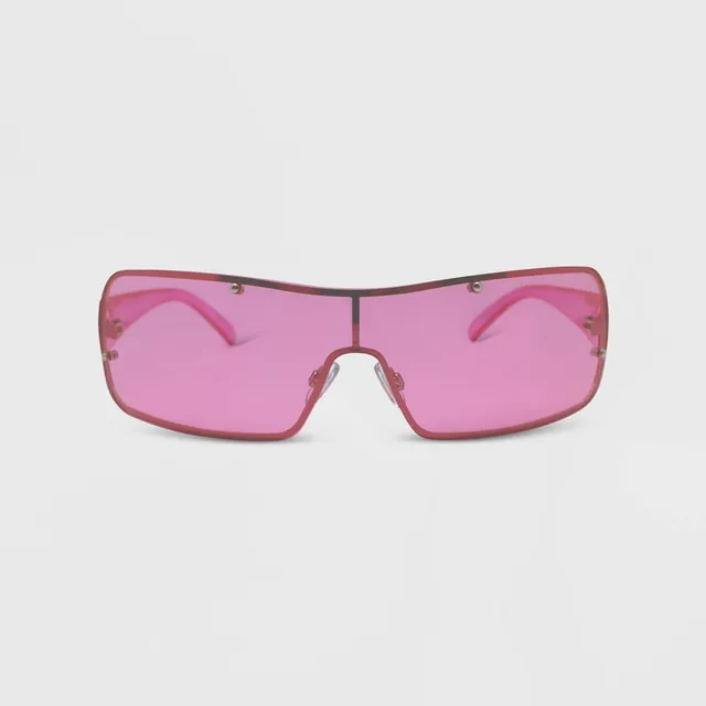 Women's Plastic Square Shield Sunglasses - A New Day™ Black : Target