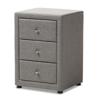 Tessa 3 Drawer Nightstand - Baxton Studio: Contemporary Design, Chrome Knobs