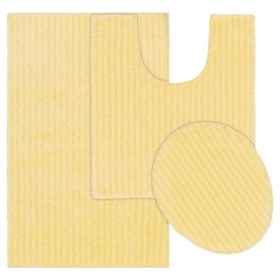 3pc Traditional Nylon Washable Bathroom Rug Set Yellow - Garland Rug