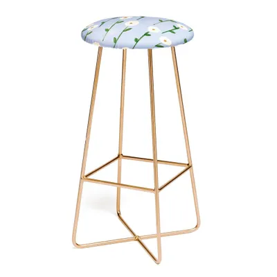 Reves et Histoires Cute Little Flowers Barstool  - Deny Designs: Modern Faux Leather, Steel Legs