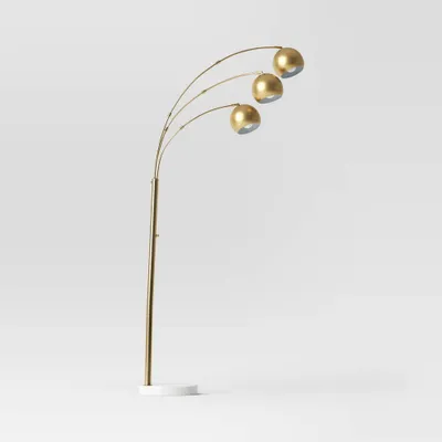 75.5x29.5 Span 3-Head Metal Globe Floor Lamp Brass - Threshold