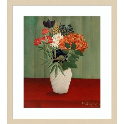 Amanti Art Bouquet De Fleurs by Henri Rousseau Wood Framed Wall Art Print: Modern Lithograph