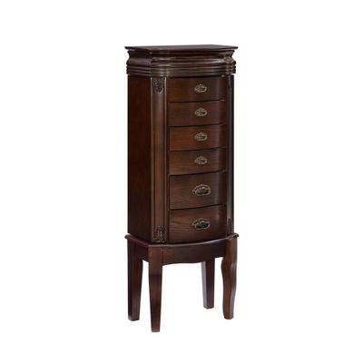 Powell Verona Traditional Wood 6 Lined drawer Top Lift Side Open Jewelry Armoire Espresso: Floor Standing, Mirror, Storage