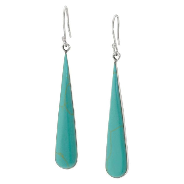 Sterling Silver Dangle Stud Earrings - Turquoise