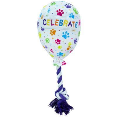 Multipet Plush Celebration Balloon with Rope Dog Toy - 12