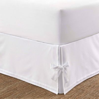 Laura Ashley Corner Ties Tailored Bedskirt White: 100% Cotton Sateen, Machine Washable