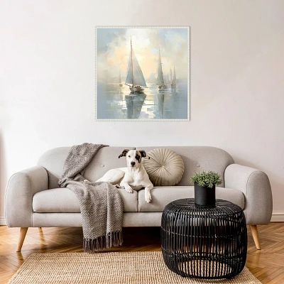 Amanti Art 30x30 Silent Sailing Boats I by Steve Hunziker Framed Canvas Wall Art Print: Nautical Decor, Polystyrene Frame