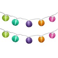 10ct Electric String Lights with 3x7 Nylon Lanterns- Multi Color