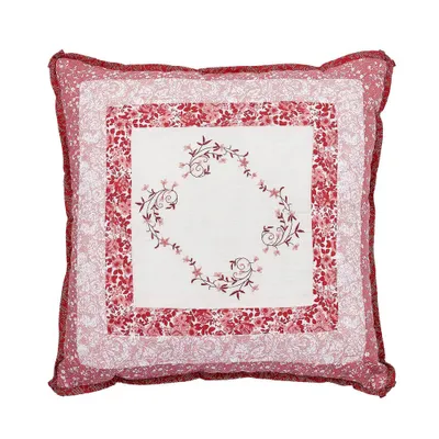 Caroline Square Embroidered Decorative Pillow Red - Modern Heirloom