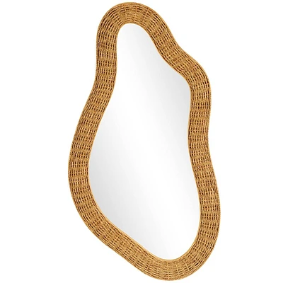 Olivia & May 53x28 Seagrass Abstract Handmade Woven Oval Wall Mirror Brown