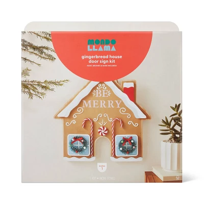 Christmas Craft Gingerbread House Decor Kit- Mondo Llama: DIY Art Kit with Wood, Pom Poms, Paint Brushes & Acrylic Paint