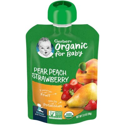 Gerber Organic 2nd Foods Pear Peach & Strawberry Baby Food - 3.5oz