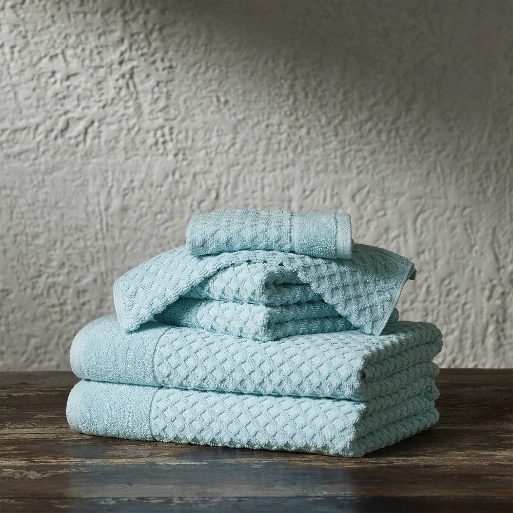 Isla Jade 6pc Cotton Diamond Textured Assorted Bath Towel Set Pastel Blue -  Isla Jade | The Market Place