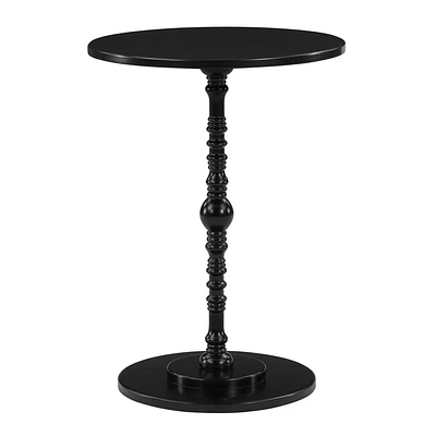 Breighton Home Regal Manor Spindle Accent Table Black: Round Pedestal Nightstand for Living Room