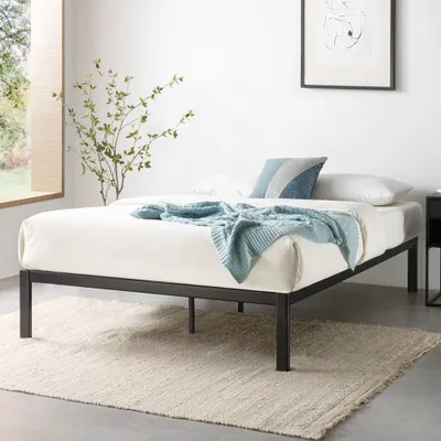 California King 14 Rocky Base Model C Platform Bed Heavy Duty Steel Black - Mellow