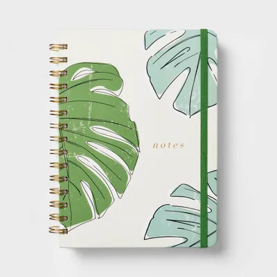 Narrow Ruled Journal 5.75x8 Twin Wire Printed Palm Leaves - Threshold: Hard Cover Notebook for Teens & Adults, 240 Pages