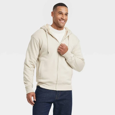 Men High Pile Lined Zip-Up Hoodie