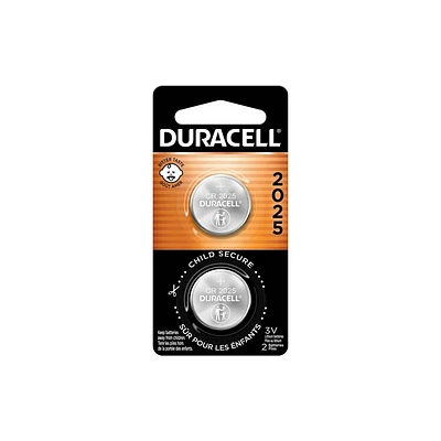 Duracell 2025 Batteries Lithium Coin Button - 2 Pack - Specialty Battery w/ Bitterant Technology