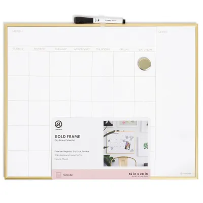 U Brands 16x20 Dry Erase Calendar Board Gold